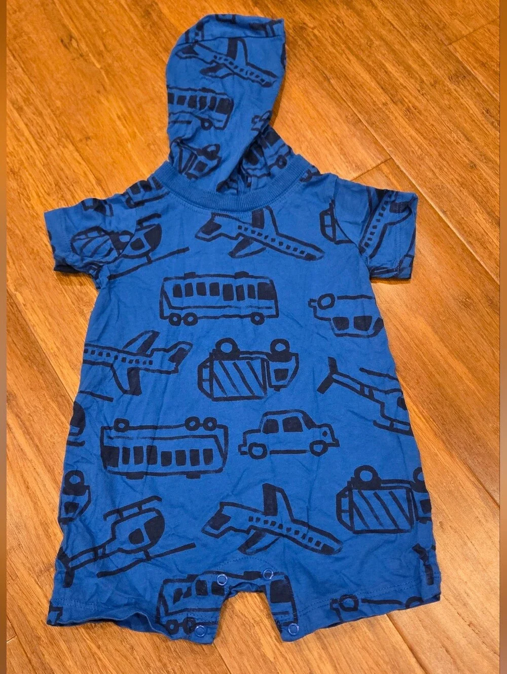 Carter's Baby Toddler Blue Transportation Short Sleeve Shorts Romper One Piece